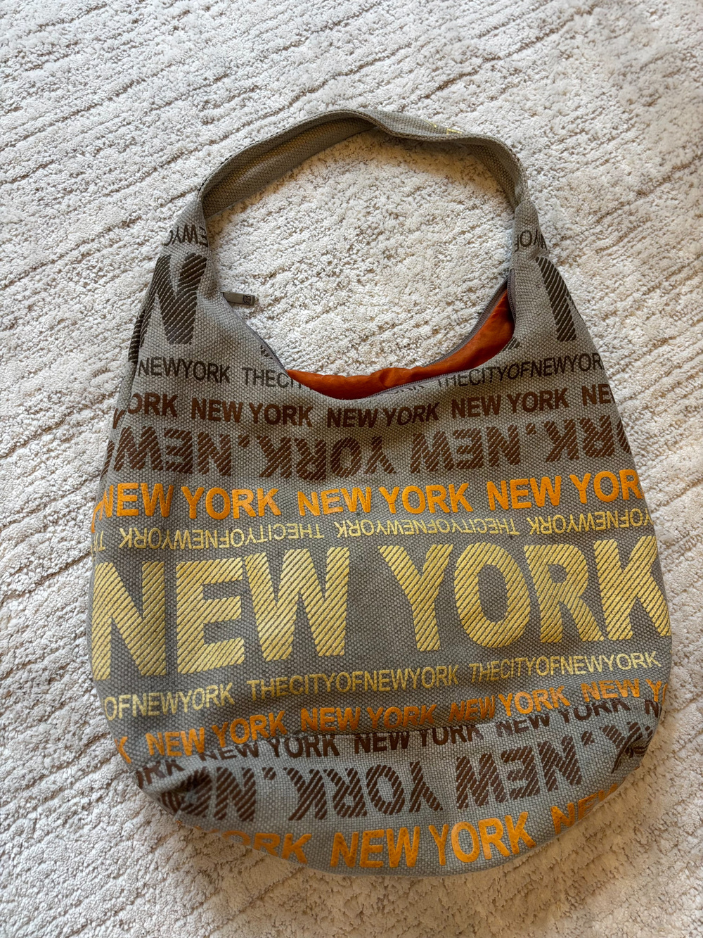 Robin Ruth New York Tote Bag Orange Gray Zip Shoulder Bag
